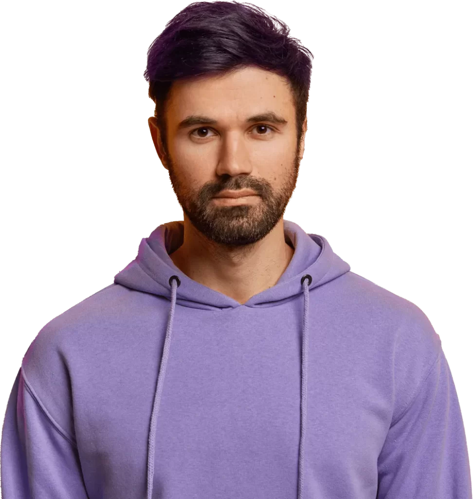serious handsome bearded european guy looks direct 7GEVKUZ